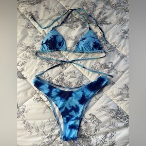 SHEIN Blue Tie Dye Two-Piece Bikini